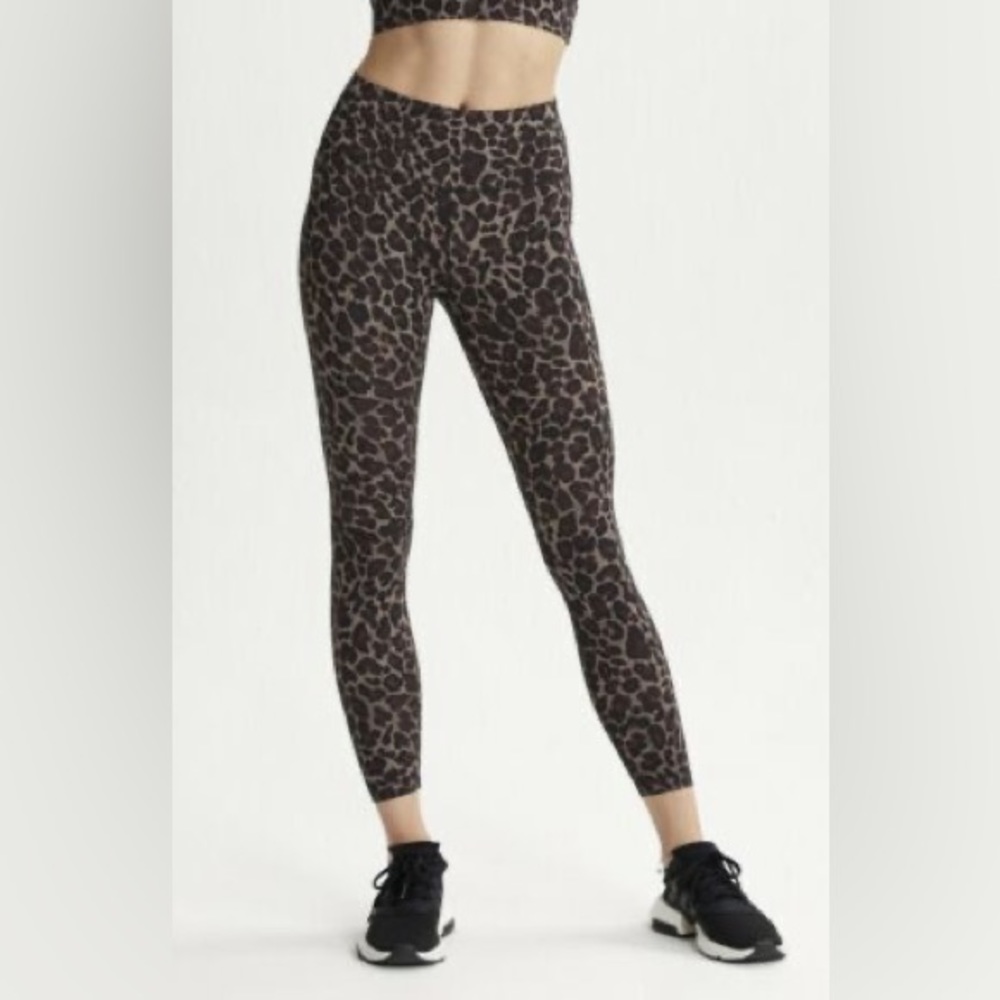 Varley leopard print high rise leggings Small